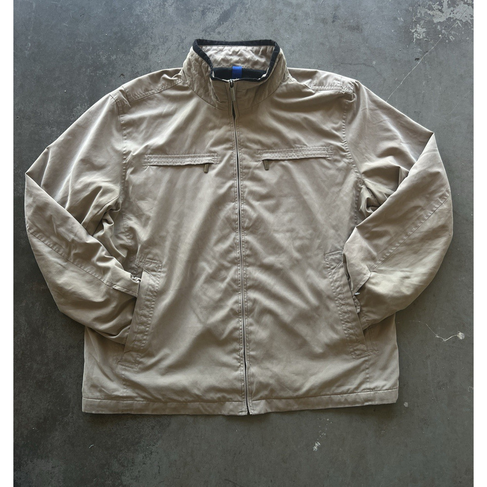 London Fog Jacket Men’s XL Tan Full Zip Lightweight Windbreaker Casual Coat